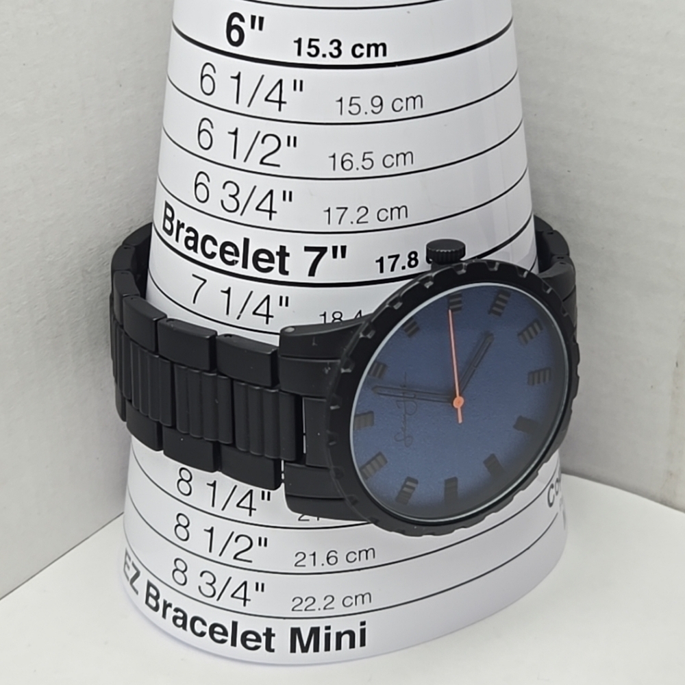 Mens Sean John Urbin 43mm Black Blue Watch SJ0001BKB New Battery Quartz Analog - Picture 6 of 10